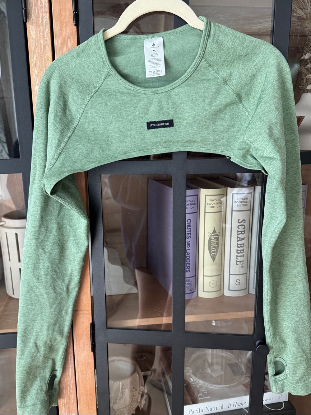 Ryderwear Excel Seamless Super Cropped top long sleeve arms cover sage